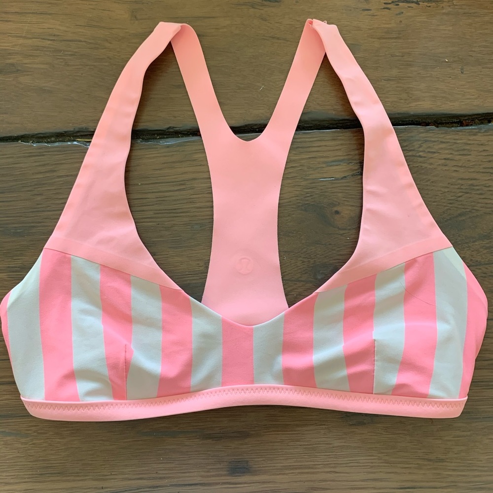Lululemon white and pink striped bikini top - Picture 2 of 4
